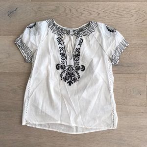 5for$40! J.Crew black and white embroidered top